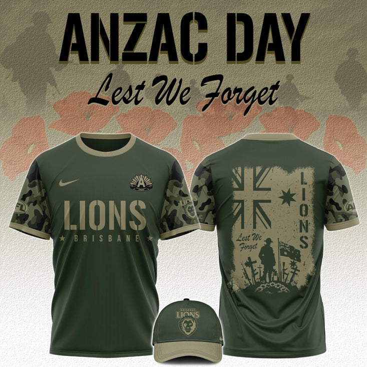 Brisbane Lions Afl X Anzac Day Tshirt 2025
