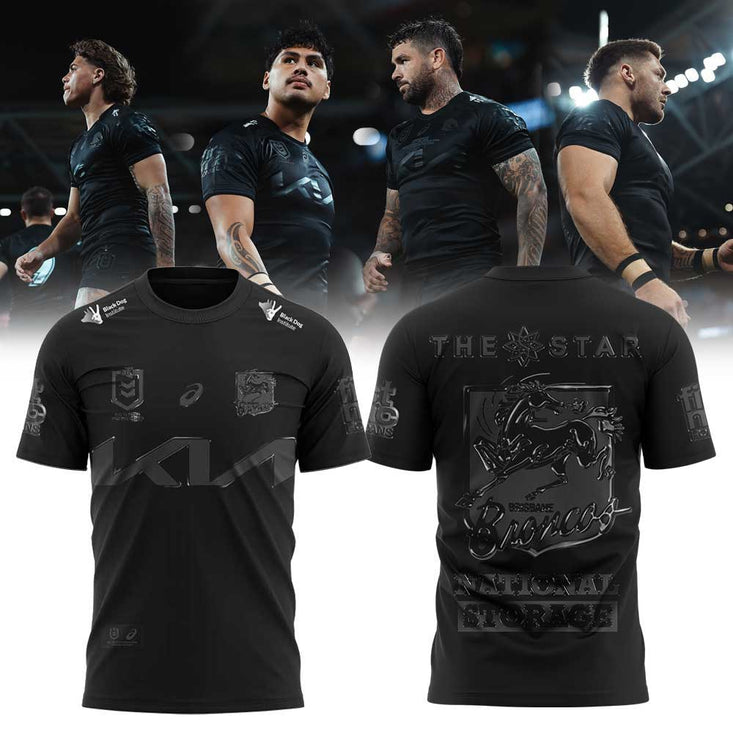 Limited Brisbane Broncos Our 2025 Black Uniform Jersey Old Logo T- Shirt