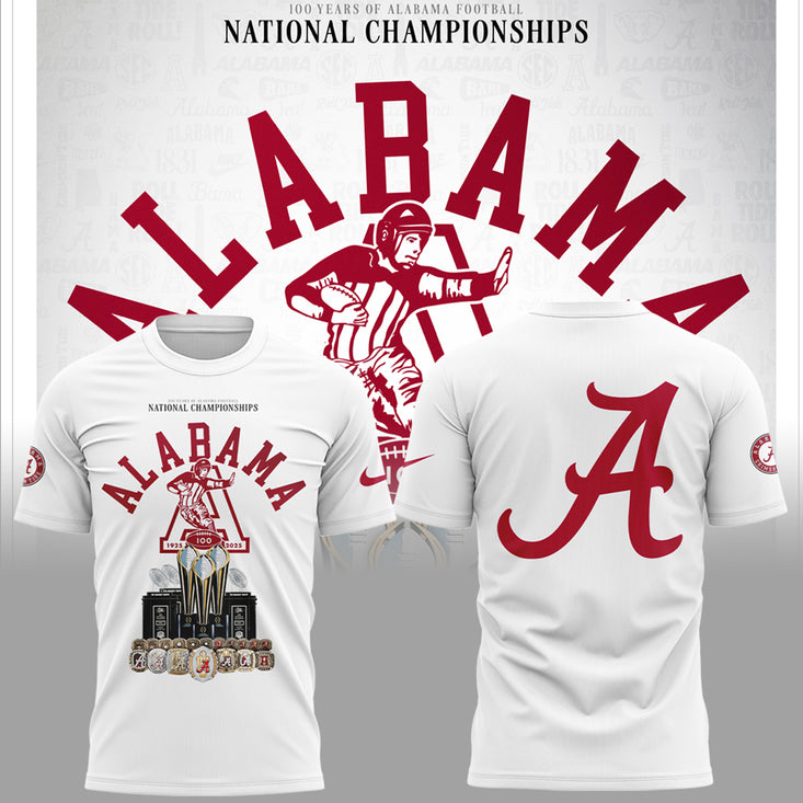 Alabama Fb Celebrating 100 Years Of National Championships Tshirt
