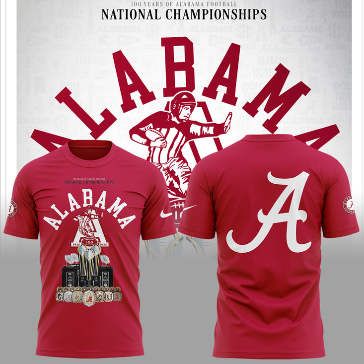 Alabama Fb Celebrating 100 Years Of National Championships Tshirt