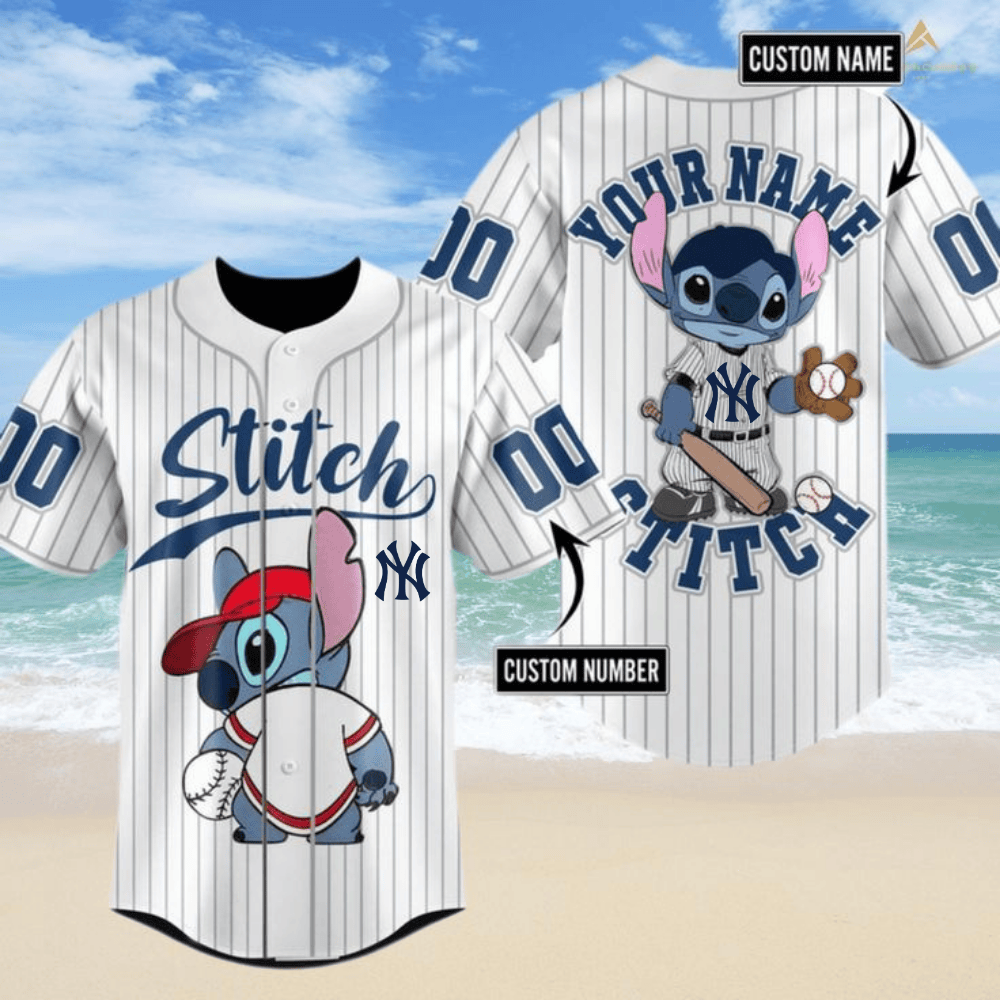  New York Yankees Lilo And Stiich Design Jersey For Fan