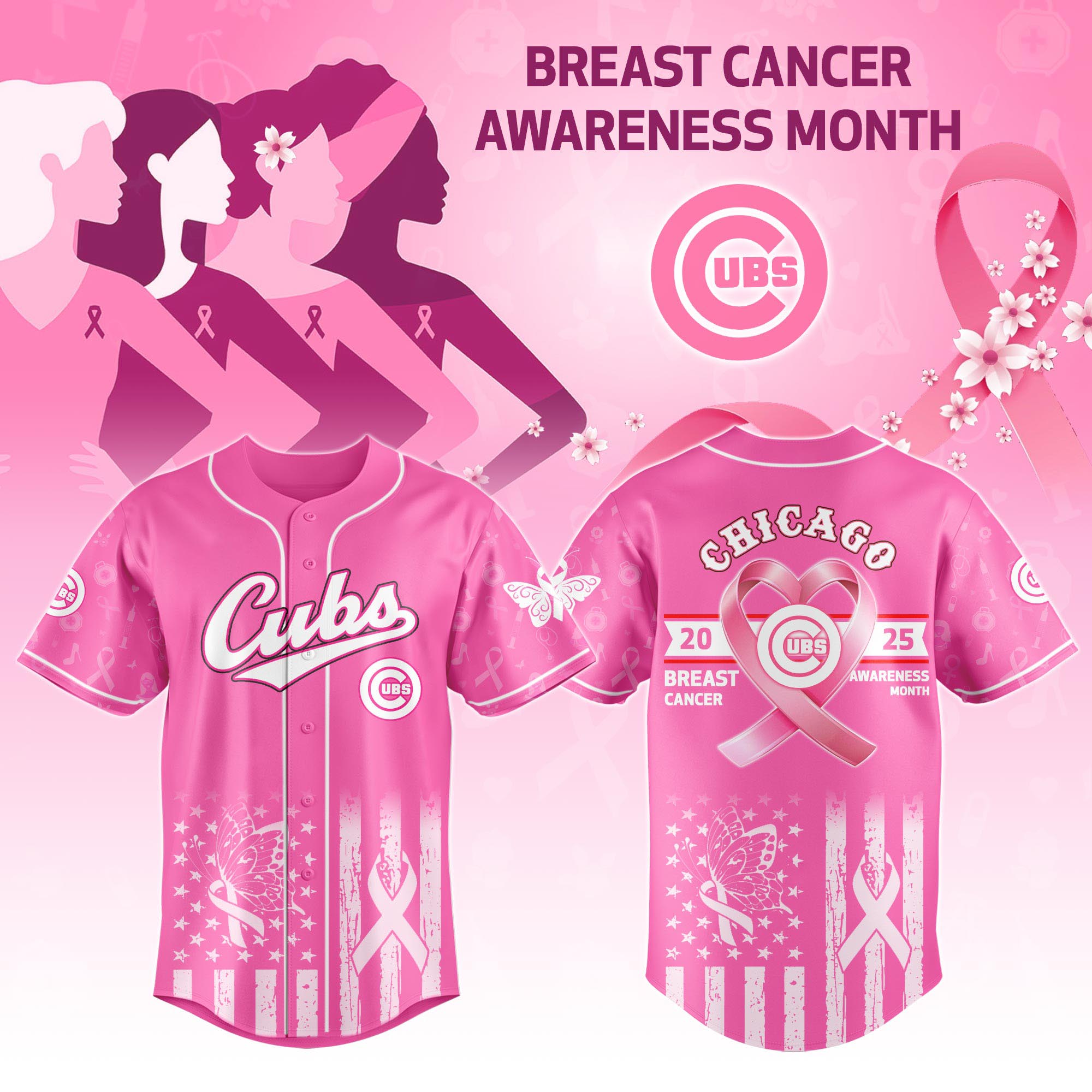  Chicago Cubs Breast Cancer Awareness Month 2025 Baseball Jersey