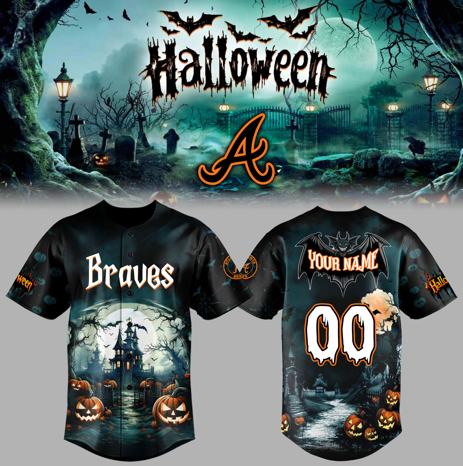  Halloween X Atlanta Braves Jersey