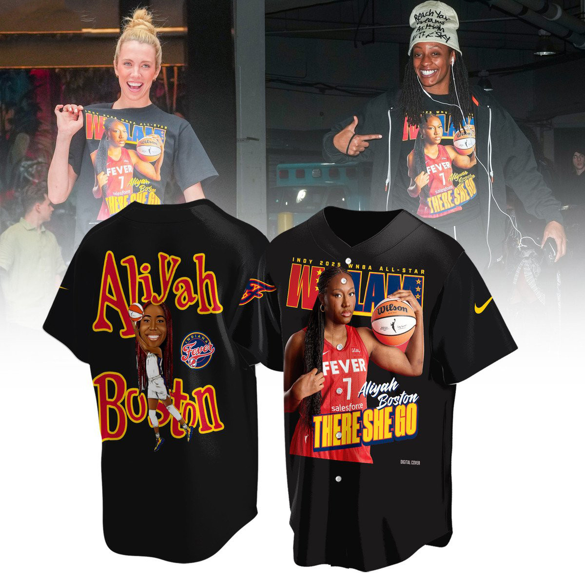Aliyah Boston Indy 2025 WNBA All Star Wslam There She Go Indiana Fever Apparel Merch Gift For Collectors Jersey