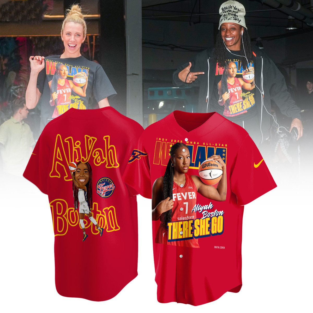 Aliyah Boston Indy 2025 WNBA All Star Wslam There She Go Indiana Fever Apparel Merch Gift Edition Jersey