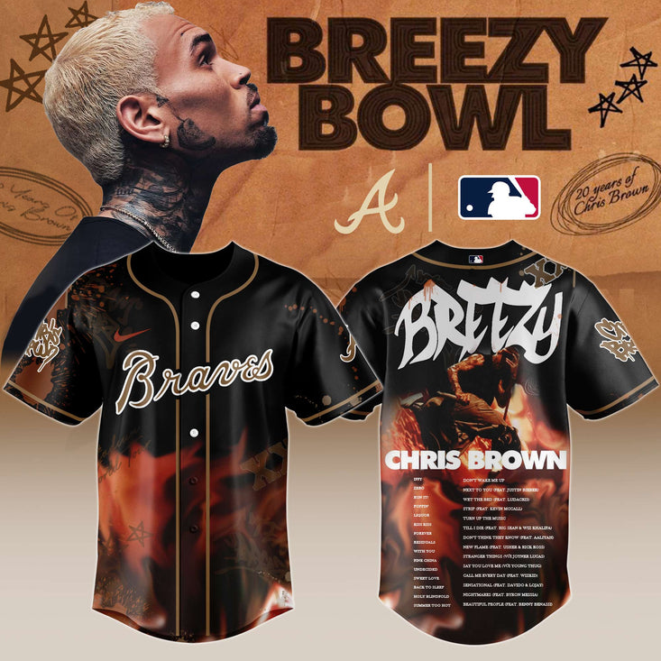 A Braves X Chris Brown BreezyBowlXx Stadium World Tour 2025 Jersey