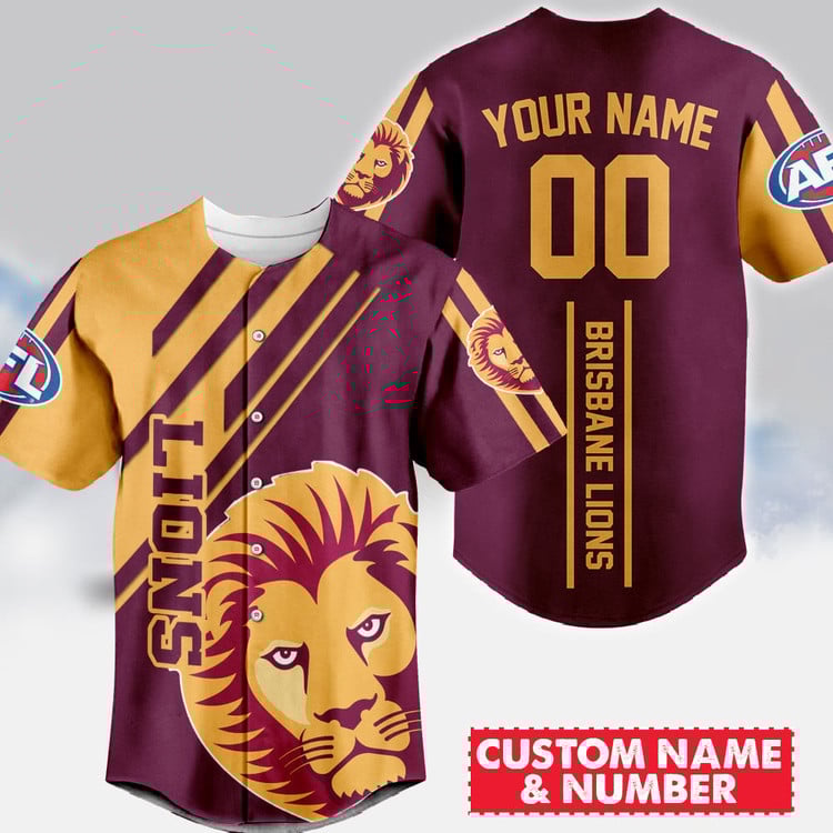 Afl Brisbane Lions New Design Baseball Jersey Shirt Custom Name And Number