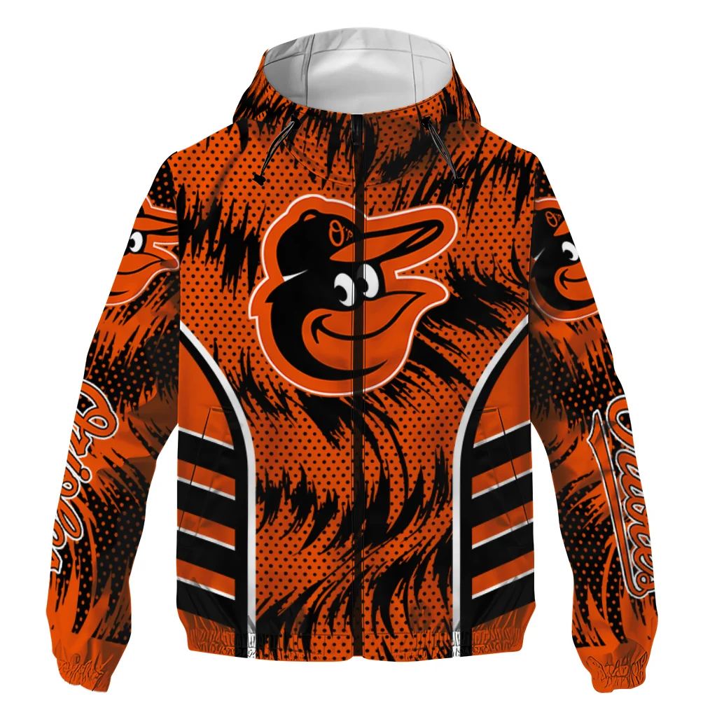 Baltimore Orioles Dynamic Heat Wave Orange Windbreaker Jacket