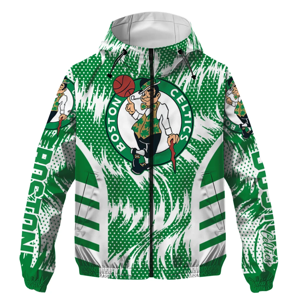 Boston Celtics Dynamic Heat Wave Green Windbreaker Jacket