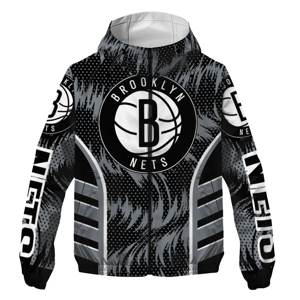 Brooklyn Nets Dynamic Heat Wave Black Windbreaker Jacket