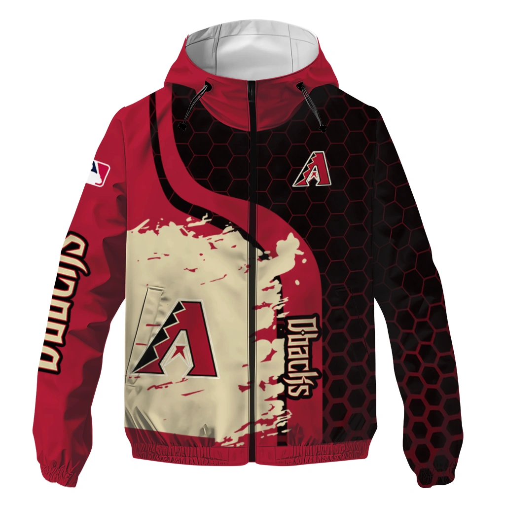 Arizona Diamondbacks Hex Splash Red Black Windbreaker Jacket