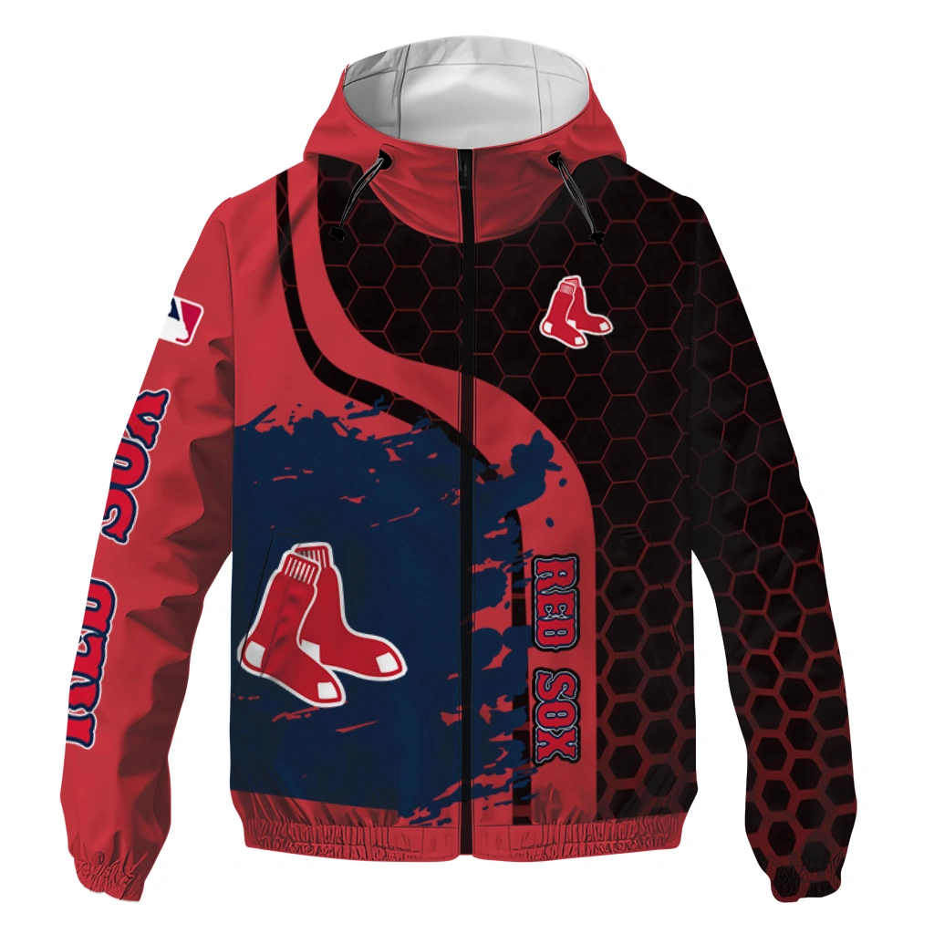 Boston Red Sox Hex Splash Red Black Windbreaker Jacket