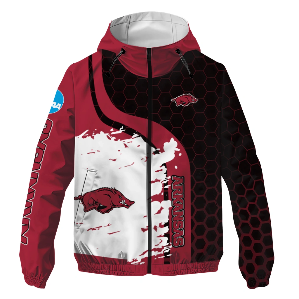 Arkansas Razorbacks Grid Streak Red Black Windbreaker Jacket