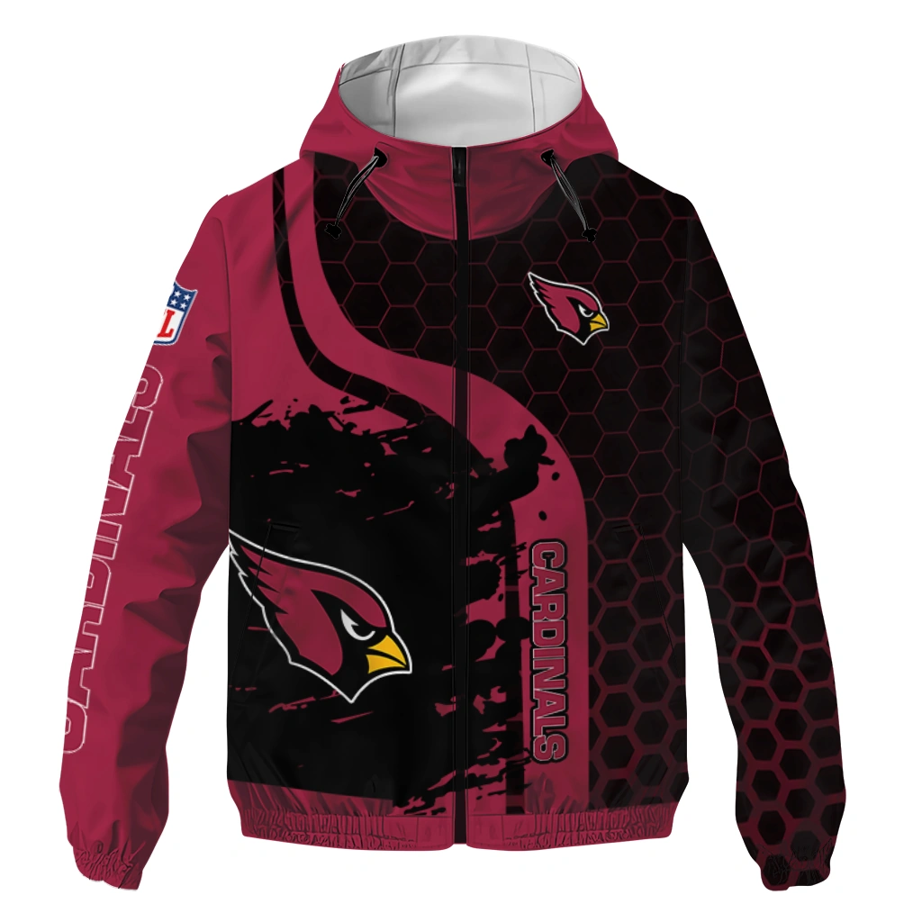 Arizona Cardinals Hexagon Paint Red Black Windbreaker Jacket