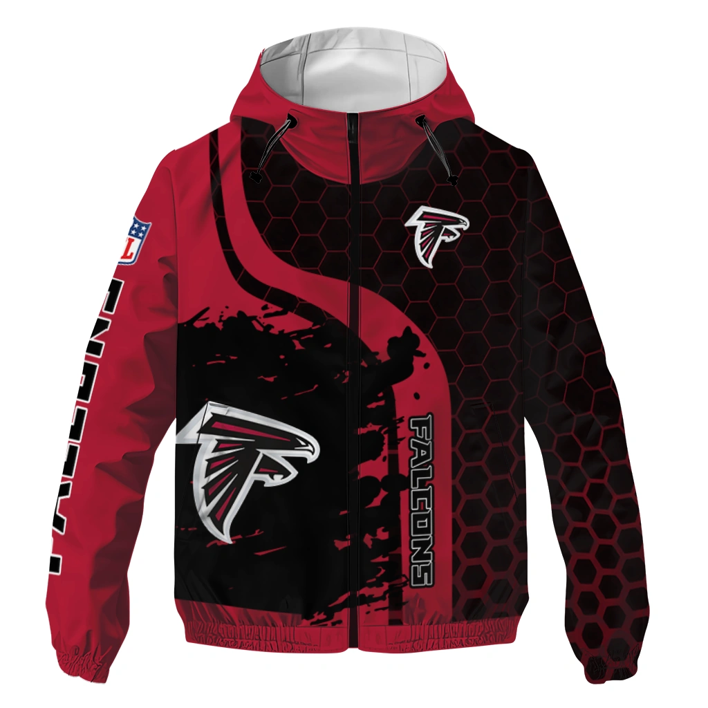 Atlanta Falcons Hexagon Paint Red Black Windbreaker Jacket