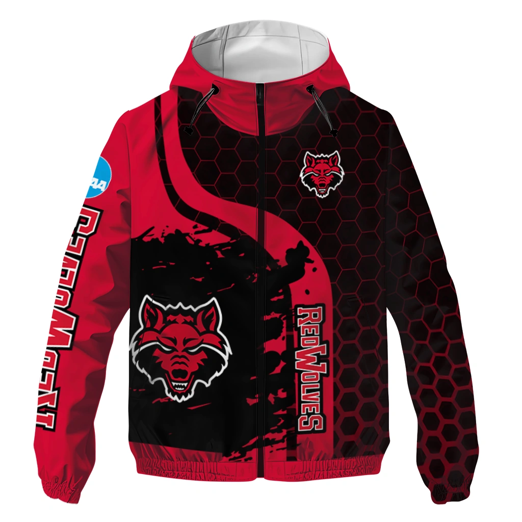 Arkansas State Red Wolves Grid Streak Scarlet Black Windbreaker Jacket
