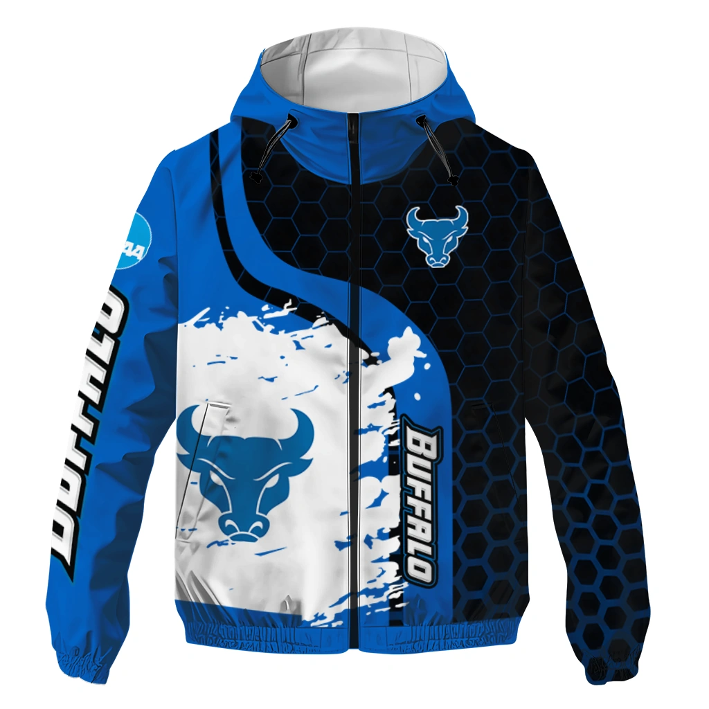 Buffalo Bulls Grid Streak Royal Blue Black Windbreaker Jacket