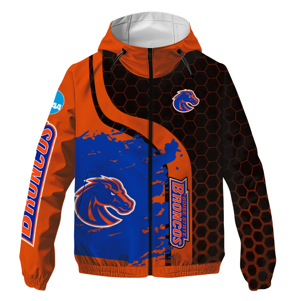 Boise State Broncos Grid Streak Orange Black Windbreaker Jacket