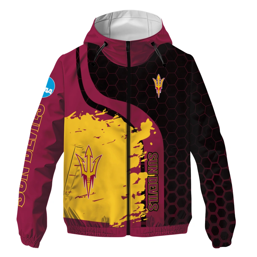 Arizona State Sun Devils Grid Streak Maroon Black Windbreaker Jacket