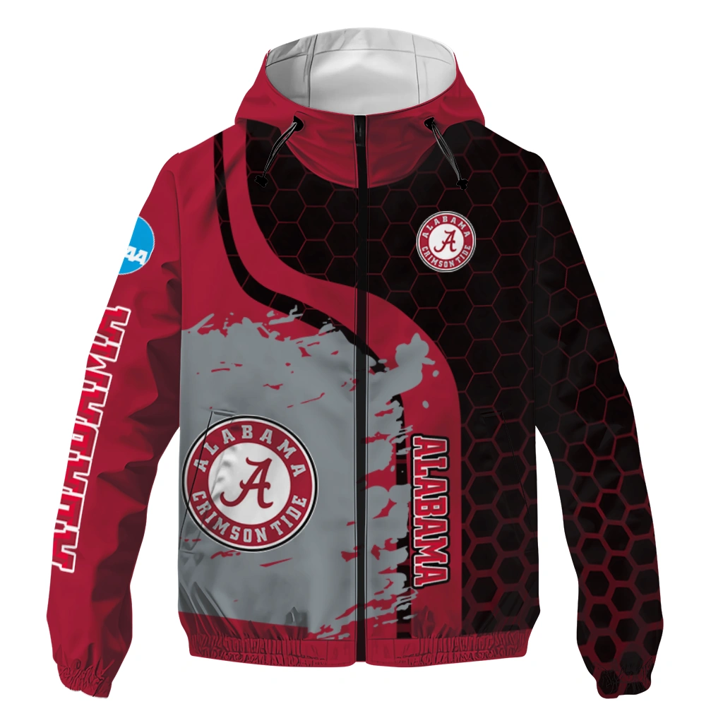 Alabama Crimson Tide Grid Streak Crimson Black Windbreaker Jacket