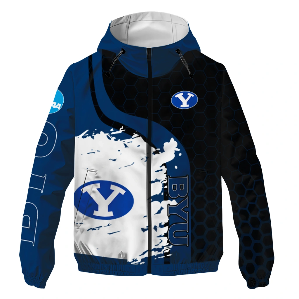 Byu Cougars Grid Streak Blue Black Windbreaker Jacket