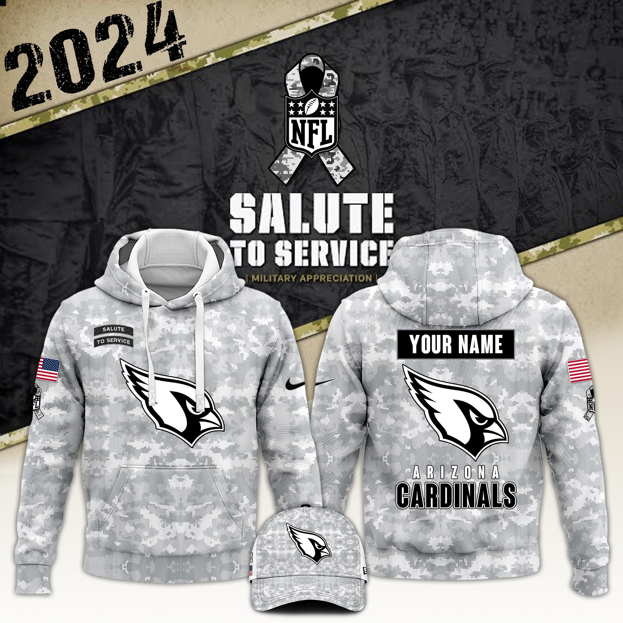 Arizona Cardinals Veterans Day Hoodie Limited Edition