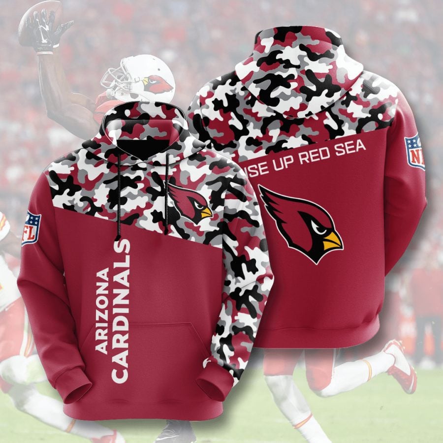 Arizona Cardinals Red Black White Camo All-Over Print Unisex Hoodie
