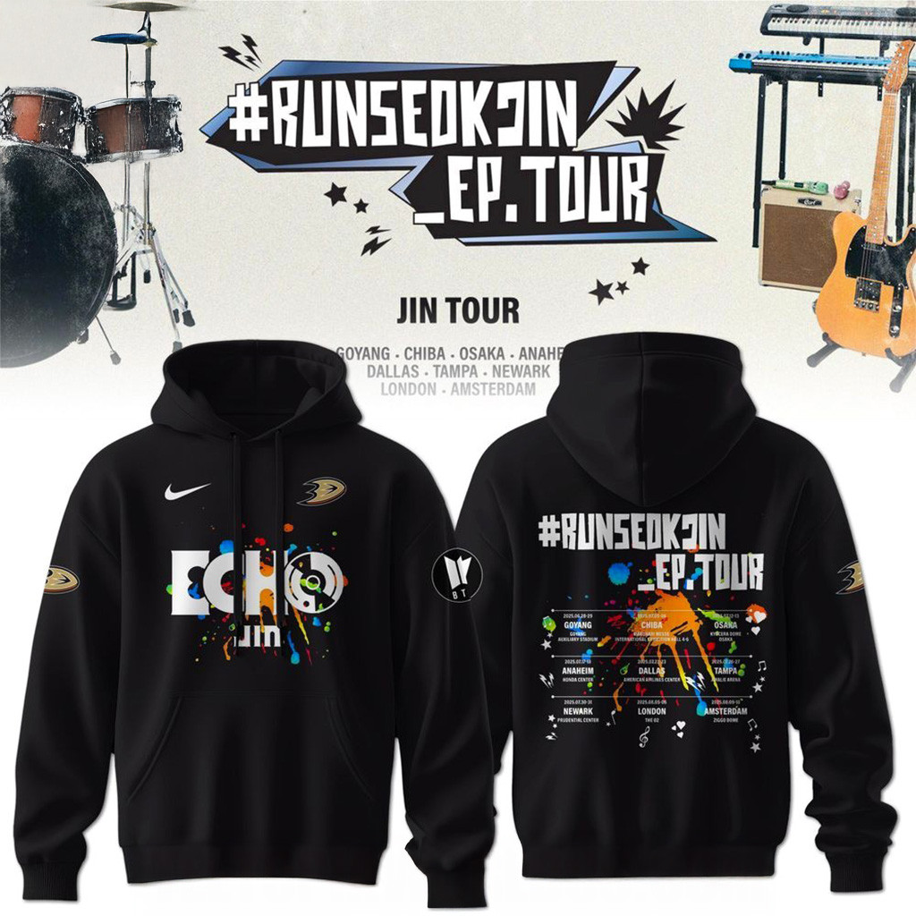 Anaheim Ducks X Jin Runseokjin Ep Tour 2025 Hoodie Gifts For Hockey Fan