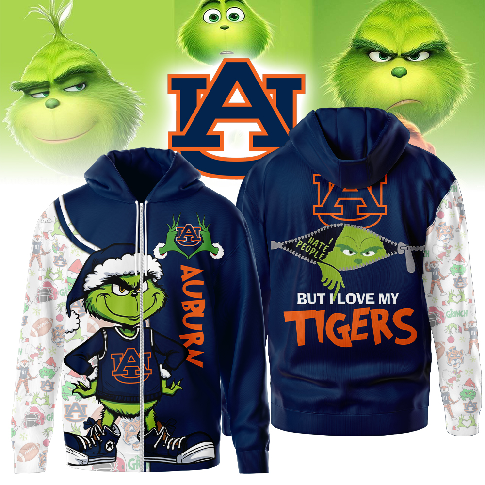 Auburn Tigers NCAA Funny Grinch Football All Over Print Zip Hoodie
