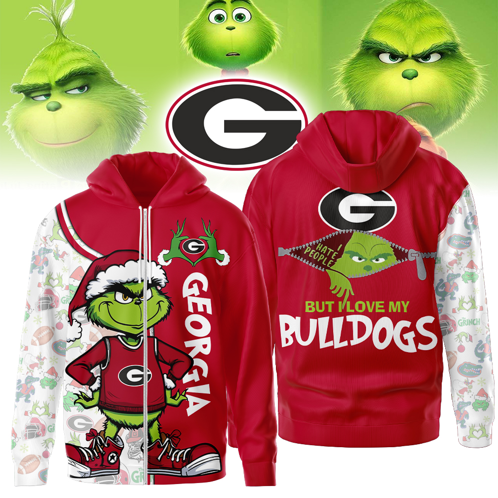 Georgia Bulldogs NCAA Funny Grinch Football All Over Print Zip Hoodie