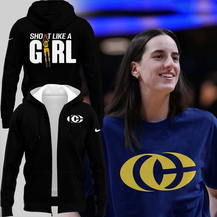 12 Caitlin Clark Her Logo New Zip Hoodie Indiana Fever WNBA Zip Hoodie