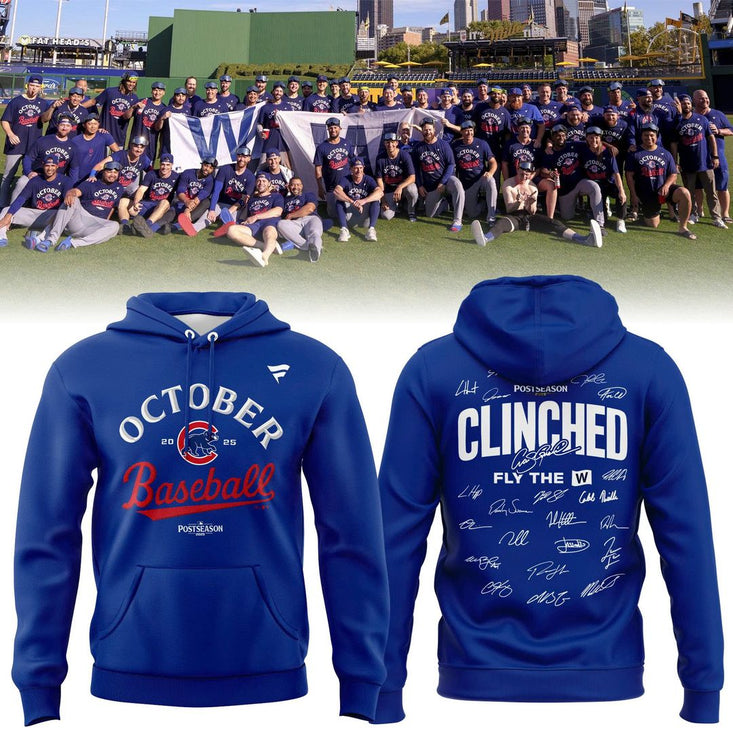2025 Clinched Fly The W Chicago Cubs Hoodie