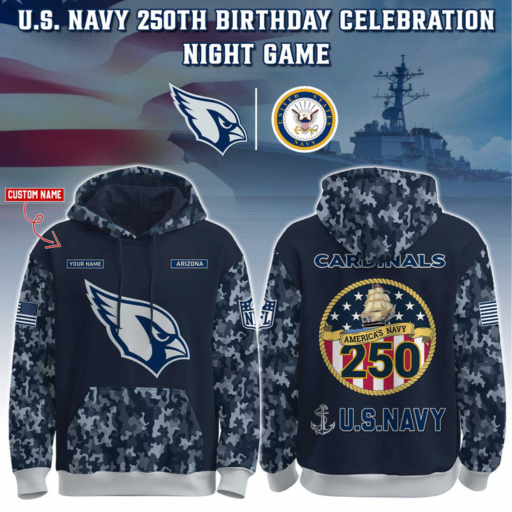Arizona Cardinals Navy 250Th Birthday Hoodie Limited Edions