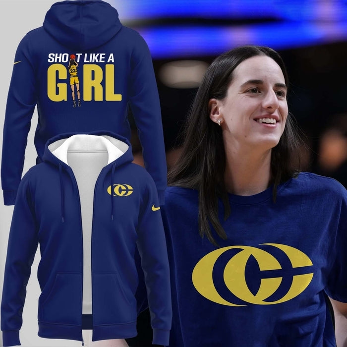 11 Caitlin Clark Her Logo New Zip Hoodie Indiana Fever WNBA