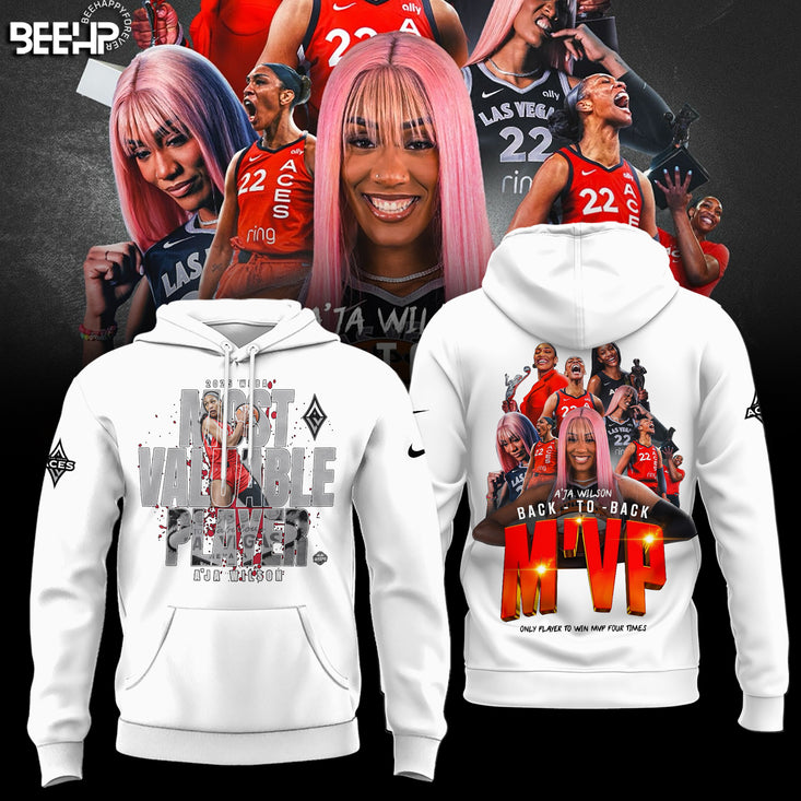 Unisex Las Vegas Aces AJa Wilson Playa Society Black 2025 WNBA Mvp Hoodie