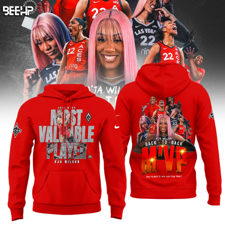 Unisex Las Vegas Aces AJa Wilson Playa Society Black 2025 WNBA Mvp Hoodie