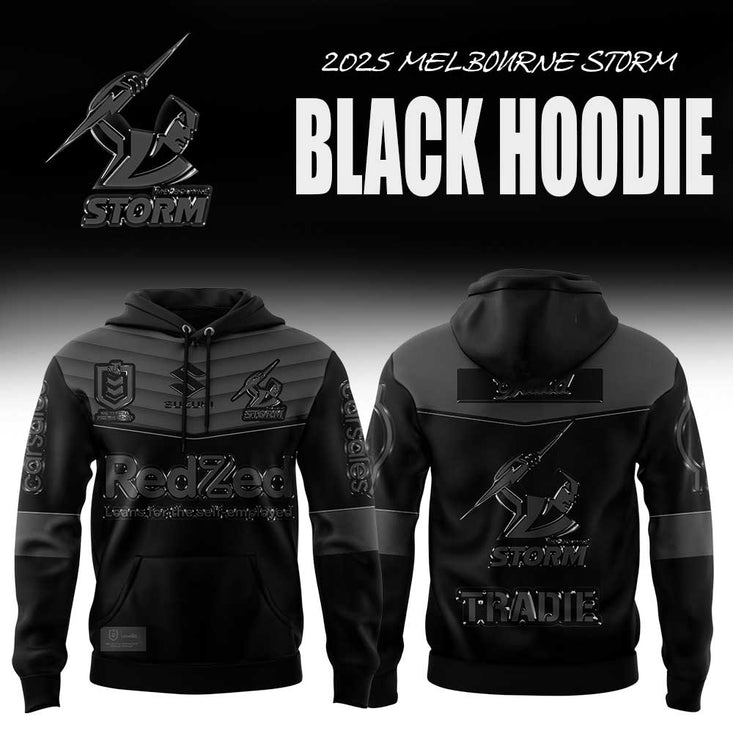 Melbourne Storm Back In Black Hoodie