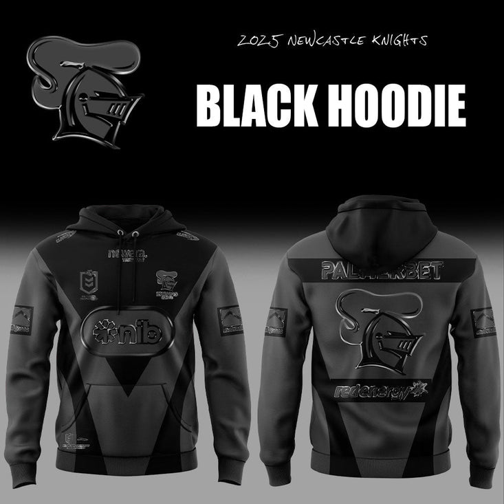 Newcastle Knights Back In Black Hoodie