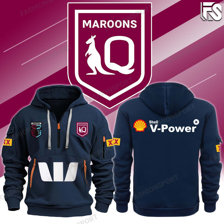 Queensland Maroons Polo & Cap Champion Half Zip Hoodie
