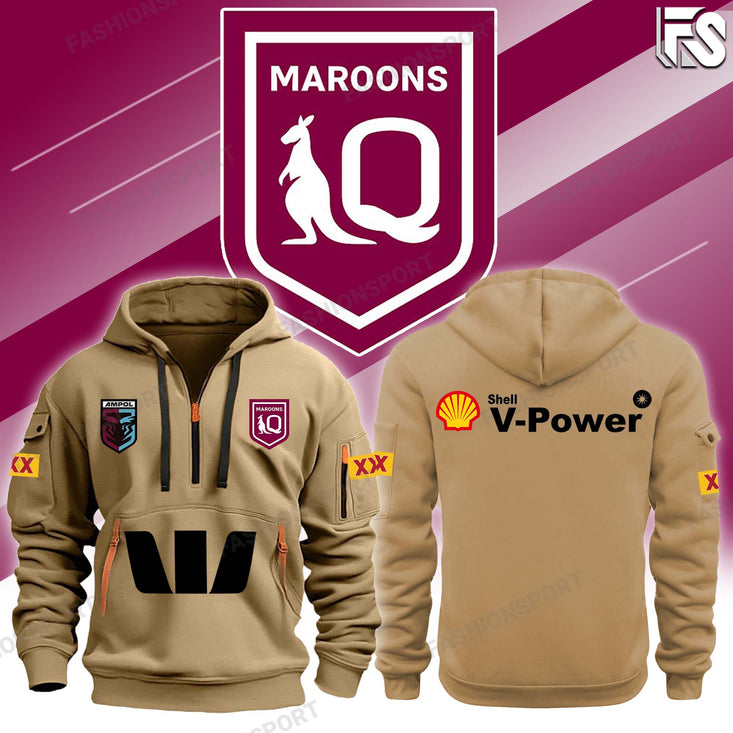 Queensland Maroons Polo & Cap Champion Half Zip Hoodie