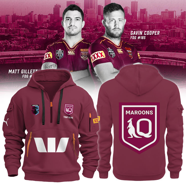 Queensland Maroons Limited Custom New Half Zip Hoodie