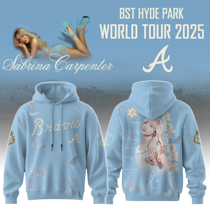 A Braves X Sabrina Carpenter Short N Sweet Tour Hoodie Editions Limited +Selling Out Fast