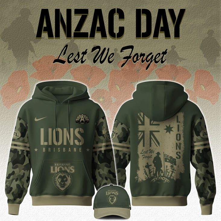 Brisbane Lions Afl X Anzac Day Hoodie