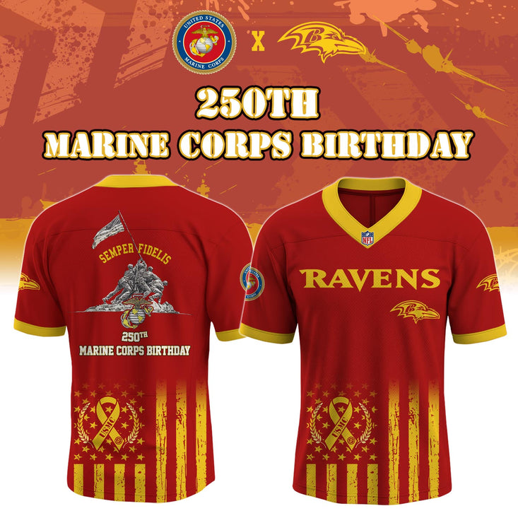 B Ravens X 250Th Birthday Of The U.S. Marine Corps Football Jersey