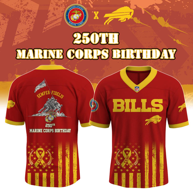 B Bills X 250Th Birthday Of The U.S. Marine Corps Football Jersey
