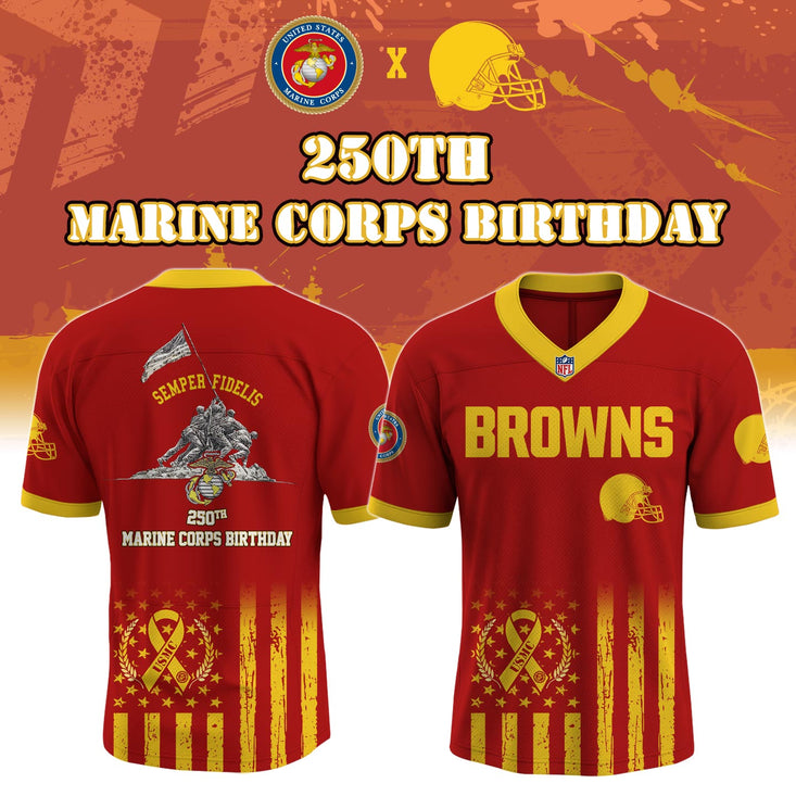 C Browns X 250Th Birthday Of The U.S. Marine Corps Football Jersey