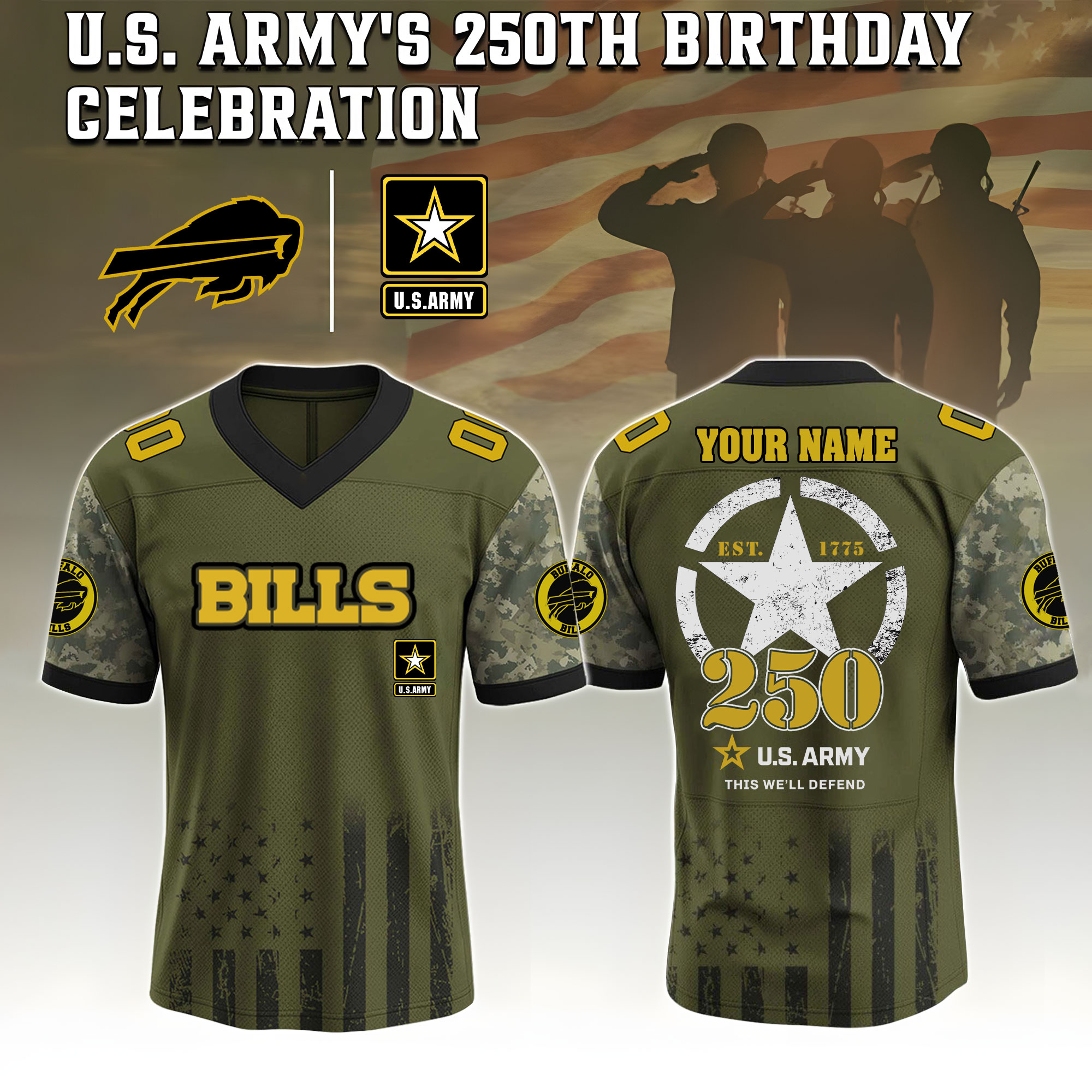 Buffalo Bills X U.S. Army 250Th Birthday Jersey