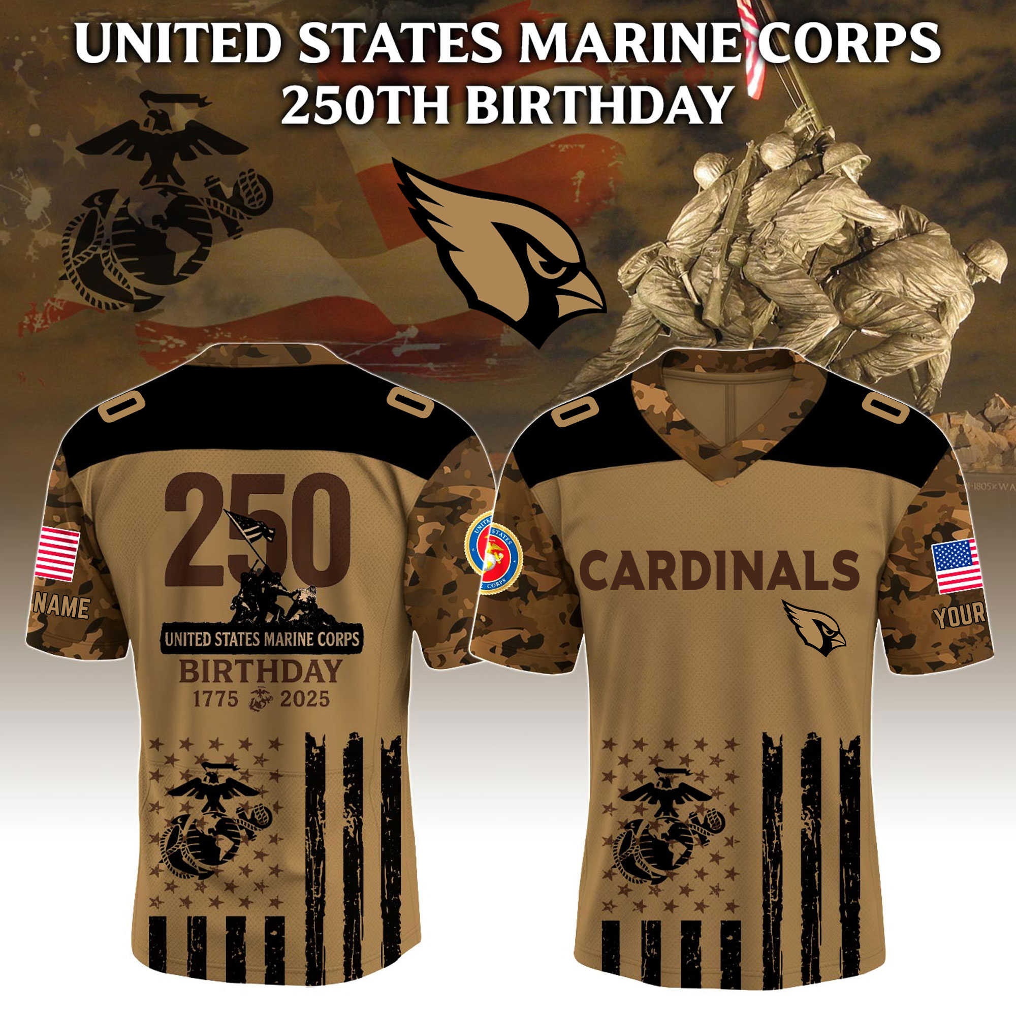 Arizona Cardinals X U.S. Marine Corps 250Th Birthday Jersey