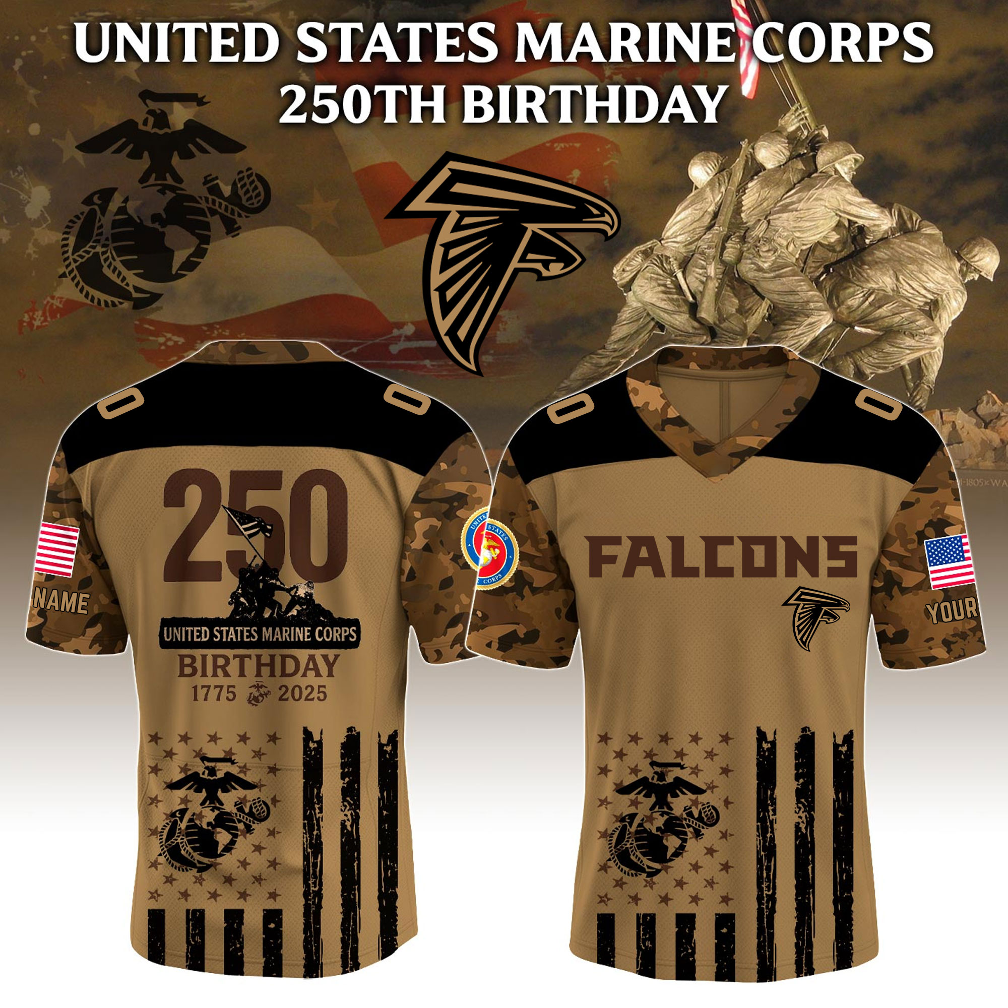 Atlanta Falcons X U.S. Marine Corps 250Th Birthday Jersey
