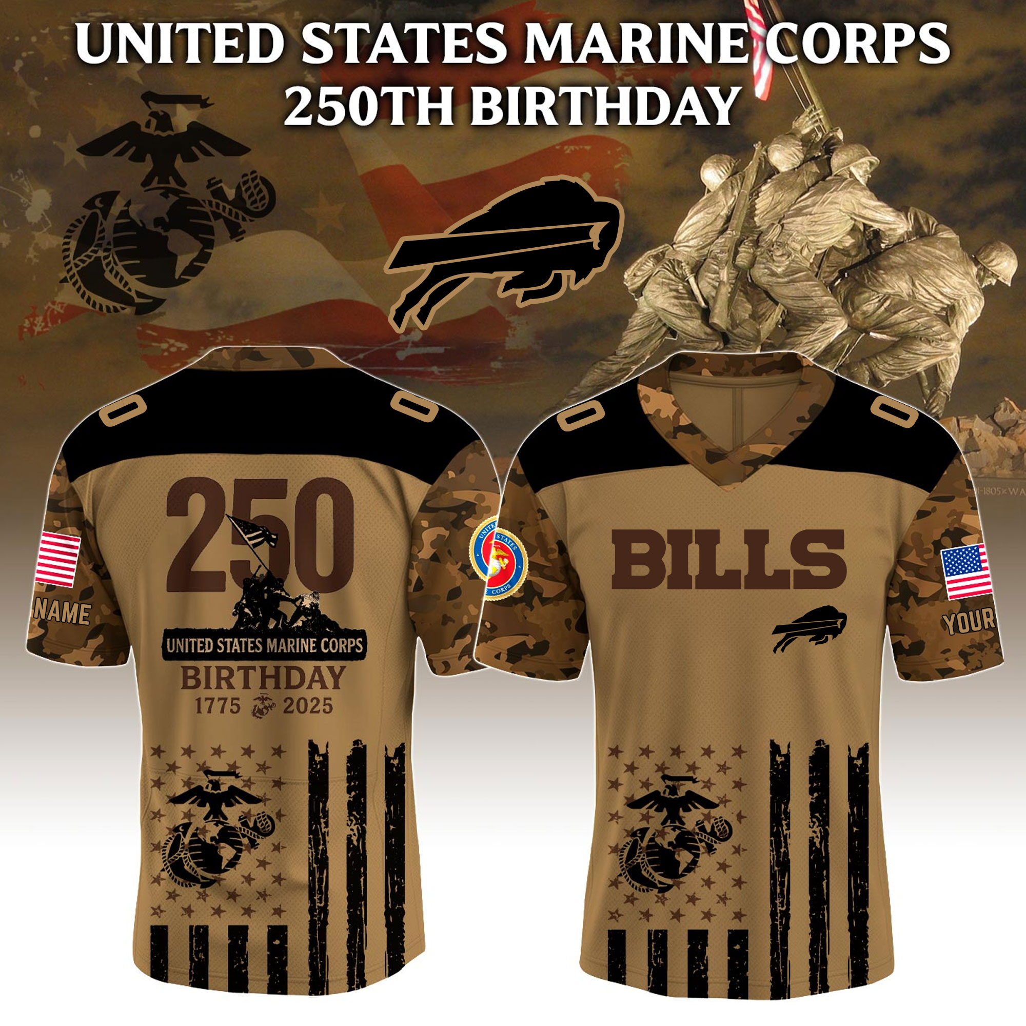 Buffalo Bills X U.S. Marine Corps 250Th Birthday Jersey